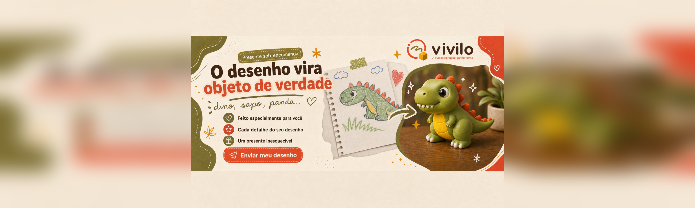 Presente sob encomenda: o desenho vira objeto de verdade — estatuetas, chaveiros e peças únicas com prévia 3D